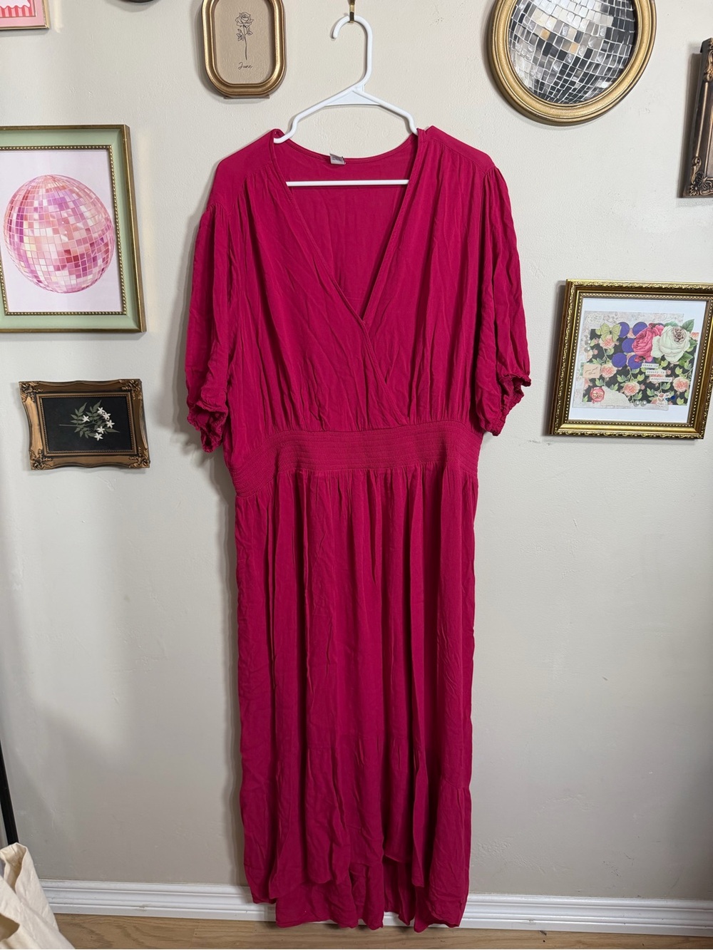 Old Navy Hot Pink V-Neck Maxi Dress